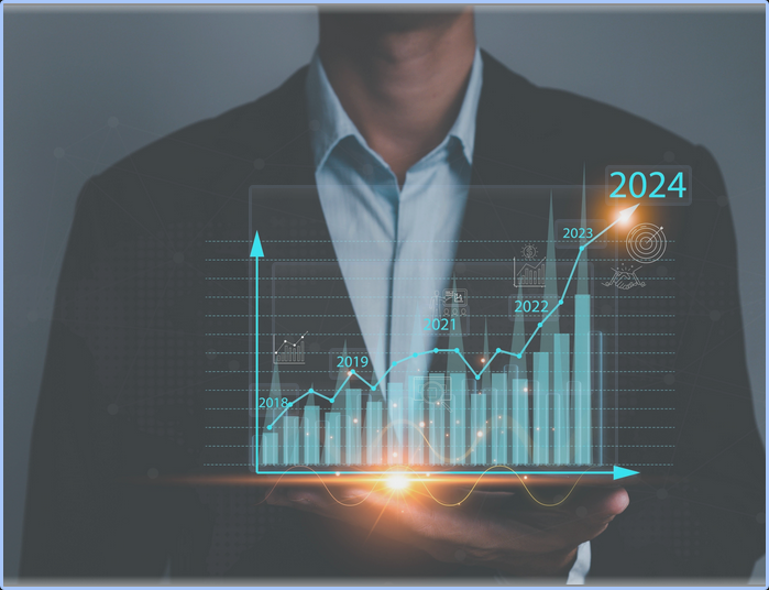 Visualisierung von steigendem Unternehmenswachstum und Umsatz durch optimierte Liquiditätsplanung mittels Factoring oder Bankkredit.