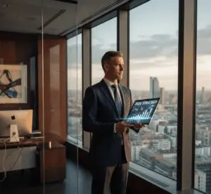 CEO bei der Finanzplanung 2026 und strategische Nutzung von Factoring für Unternehmenswachstum.